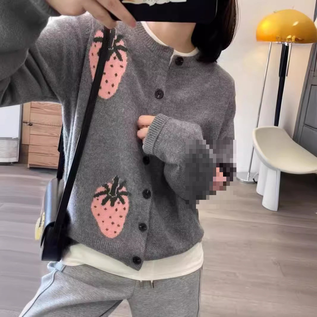 Damen Verspielt gemusterter Cardigan mit Knopfdetail Drune