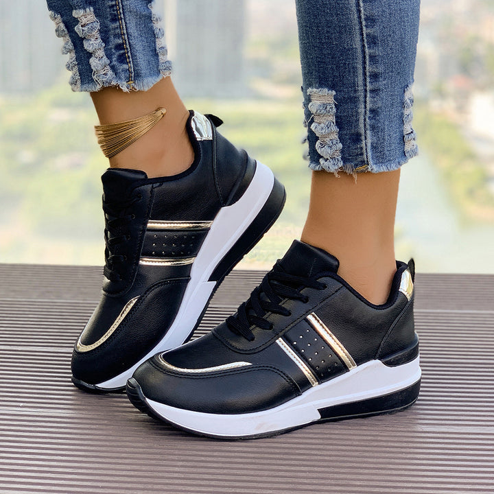 Damen nan City-Sneaker mit gedämpfter Keilsohle, gepolstertem Komfortfußbett und eleganten Metallic-Details Drune