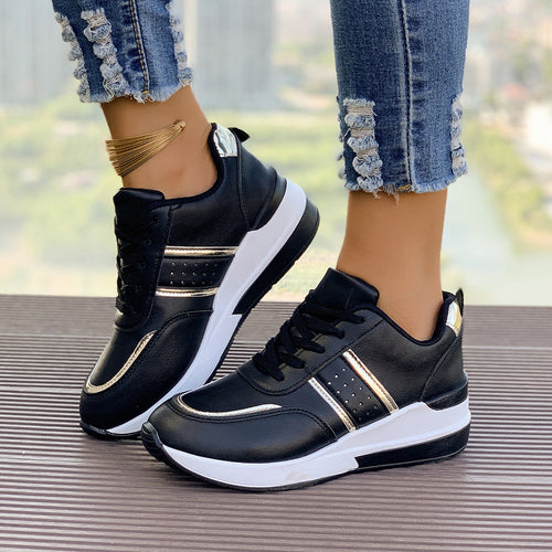 Damen nan City-Sneaker mit gedämpfter Keilsohle, gepolstertem Komfortfußbett und eleganten Metallic-Details Drune
