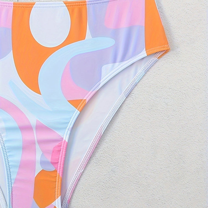 Damen Bikini-Set mit modischem grafischen Design und breiten Trägern Drune