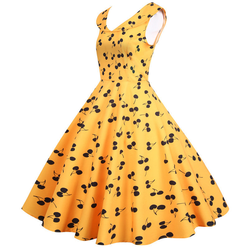 Damen Swingkleid mit fruchtigem Design und ausgestelltem Rock Drune