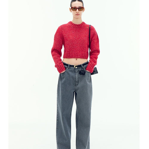 Damen modischer kurz geschnittener Pullover Drune