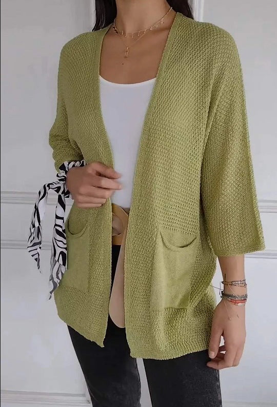 Damen lässige Strickjacke mit praktischen Taschen Drune