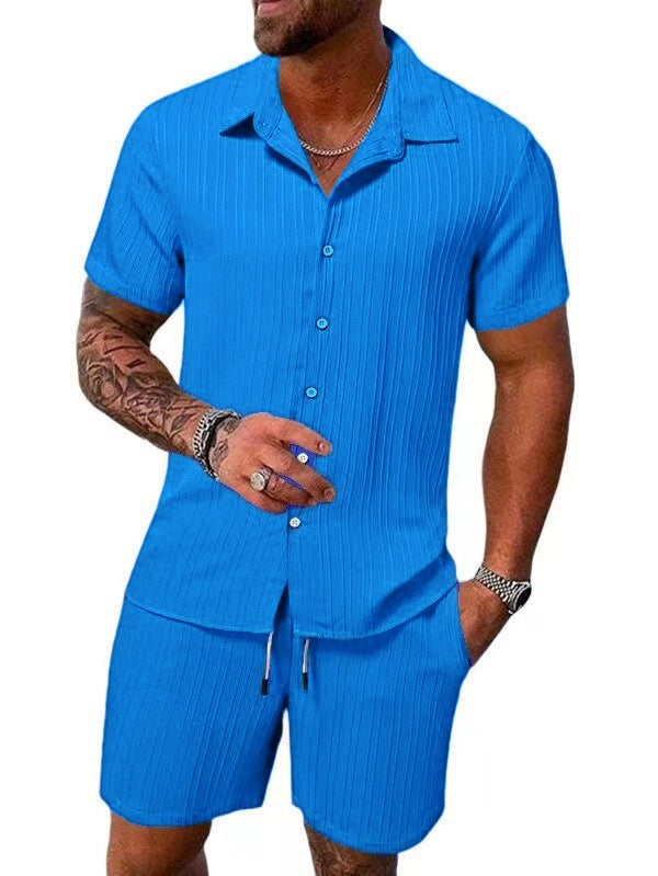 Herren atmungsaktives Sport-Set mit Kurzarm-Hemd und Shorts Drune