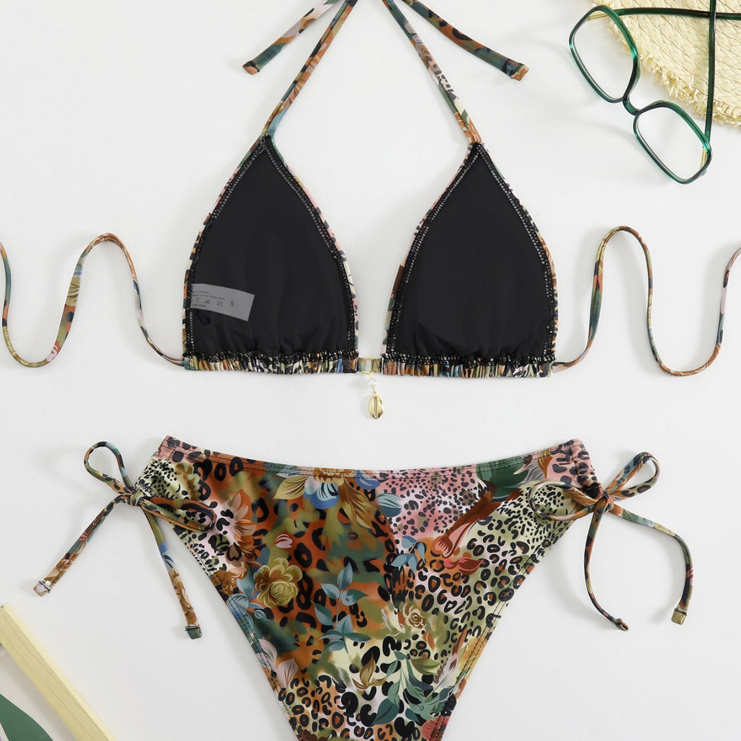 Damen Triangel-Bikini mit floralem und animalischem Design Drune