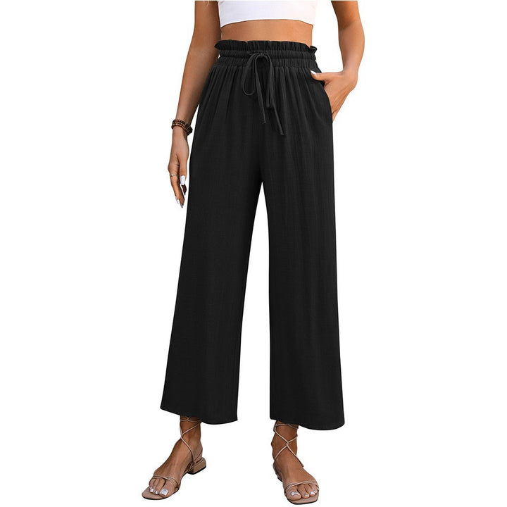 Damen Bequeme Weite Hose mit elastischem Bund und seitlichen Taschen Drune