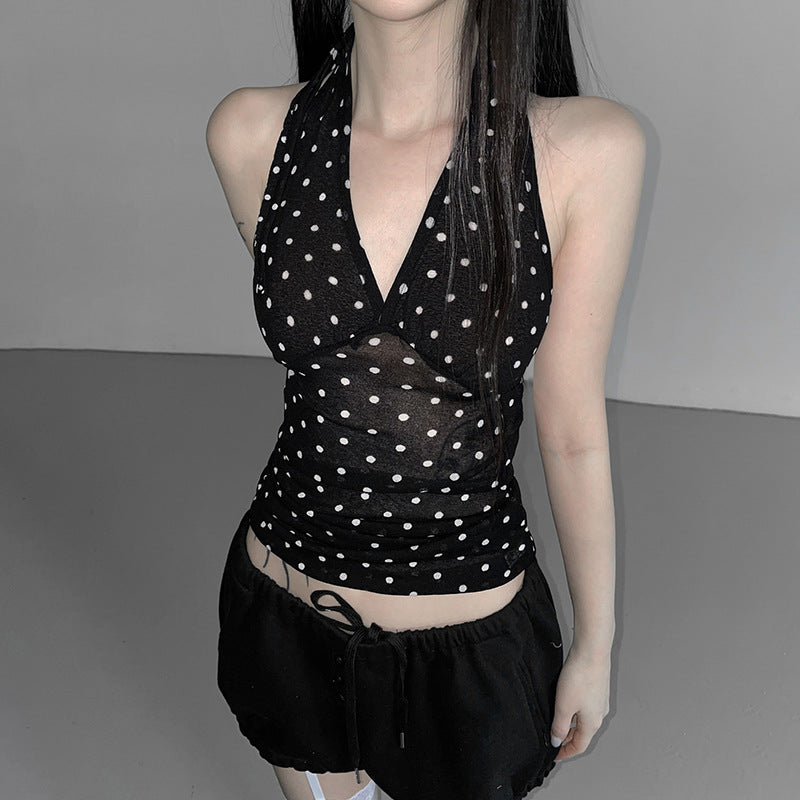 Damen Halterneck Top mit Polka Dots Drune