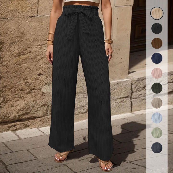 Damen Plisseehose mit elastischem Bund und Taillengürtel Drune