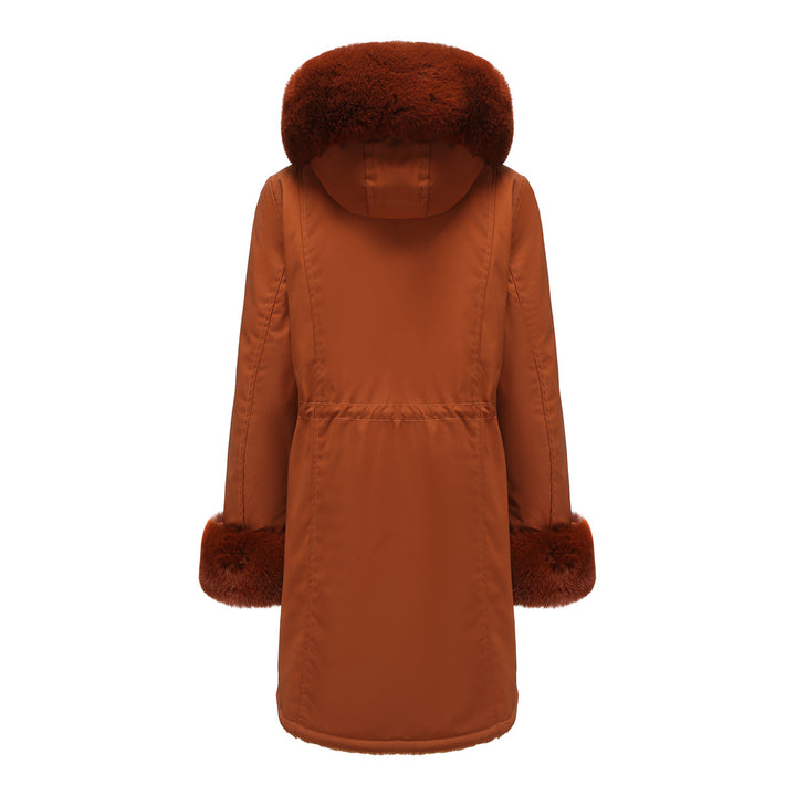 Damen elegante Parkajacke mit luxuriösem Kunstfellbesatz Drune
