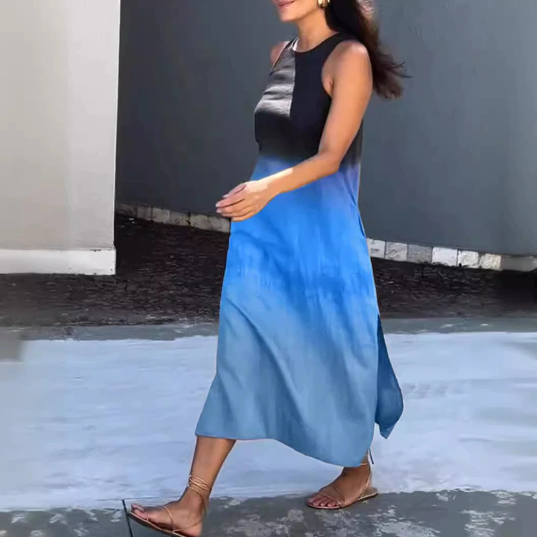 Damen ärmelloses Maxikleid mit sanftem Farbverlauf Drune