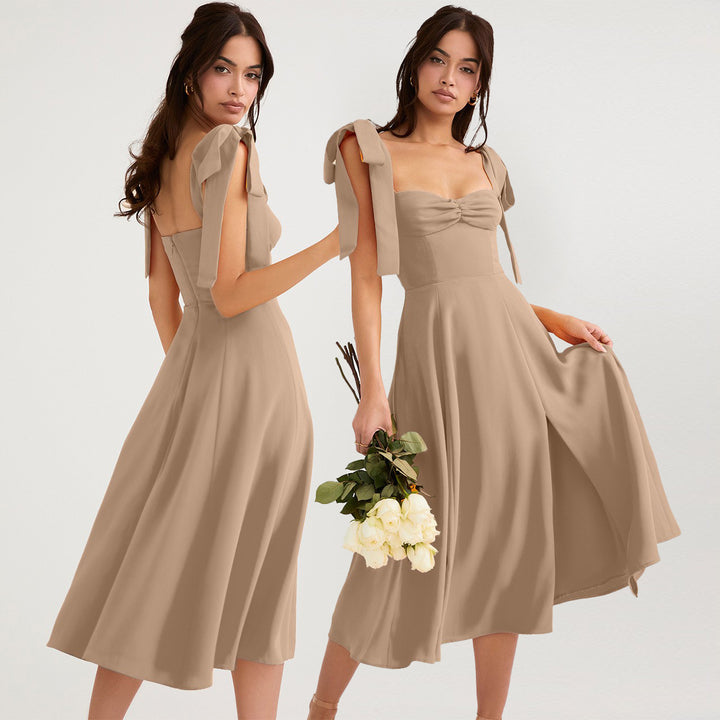 Damen Maxikleid mit verstellbaren Trägern und seitlichem Schlitz Drune