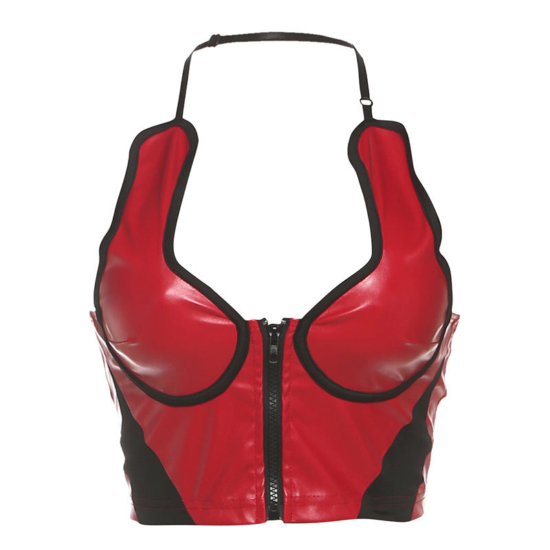 Damen Sportliches Cropped Top mit Reißverschluss und modischem Design Drune