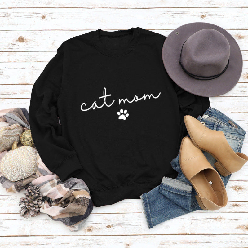 Damen Sweatshirt mit kreativem Katzenmama-Design Drune