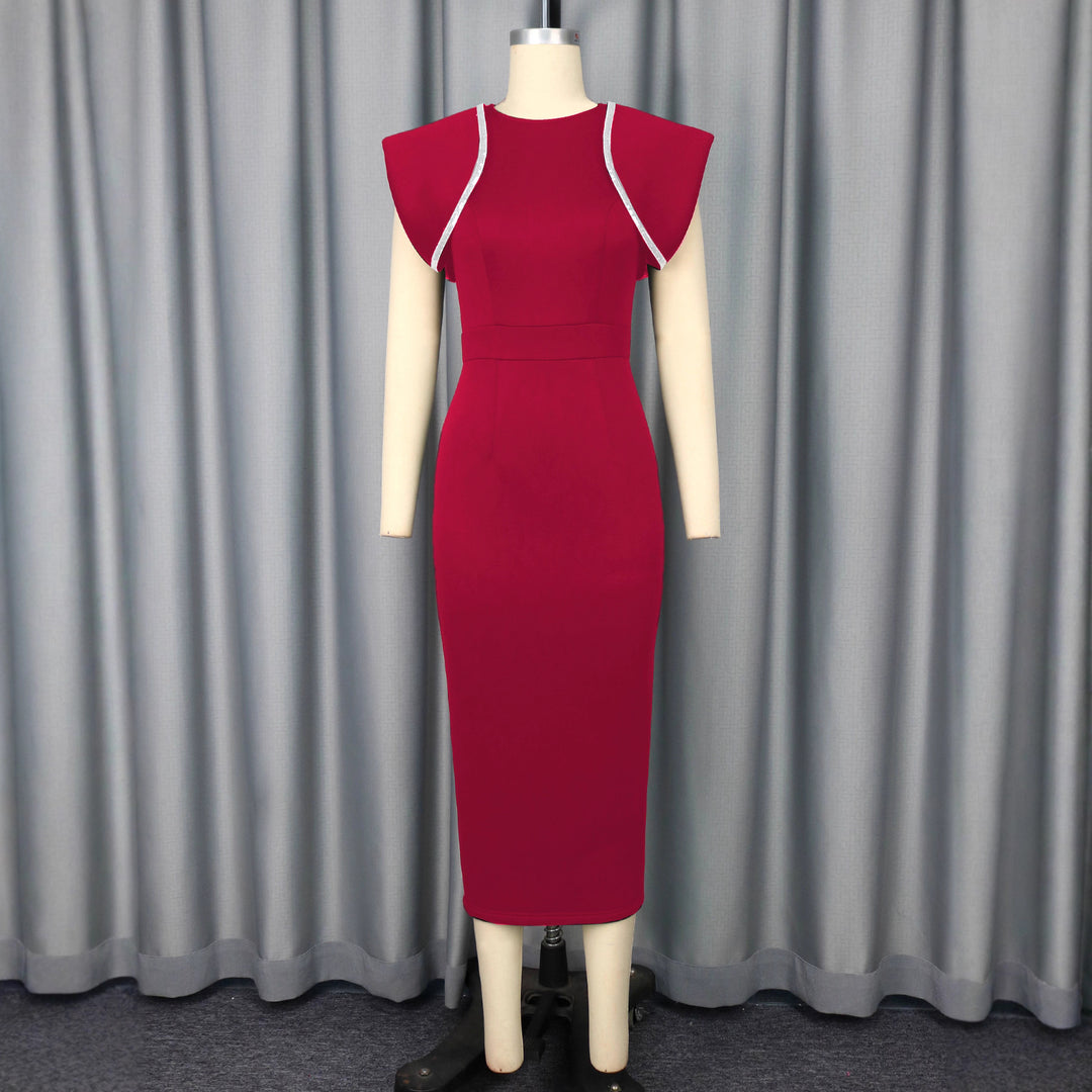 Damen figurbetontes Kleid mit dekorativen Rüschenträgern Drune