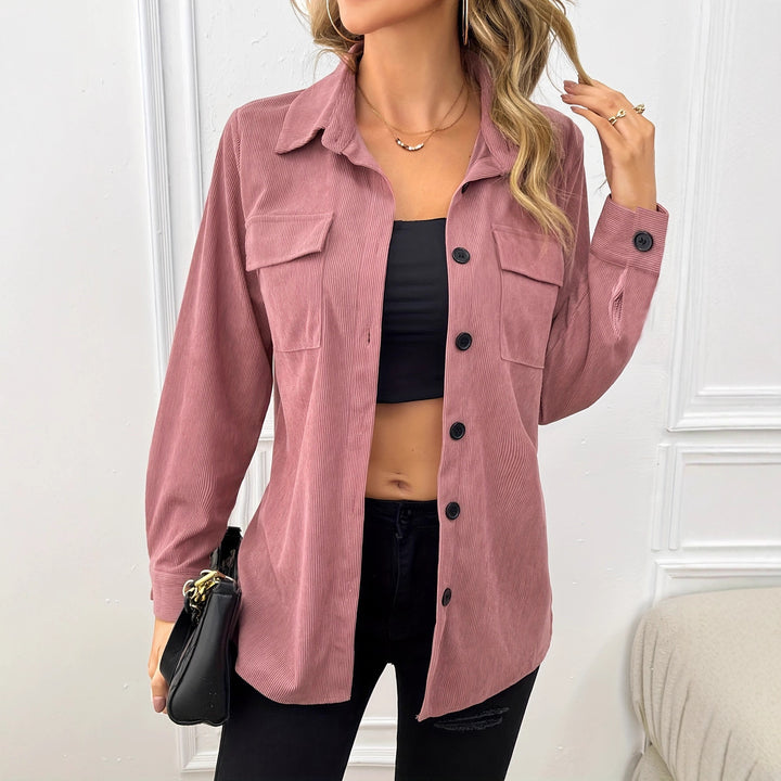 Damen lässige Cordjacke mit praktischen Taschen und Knopfverschluss Drune