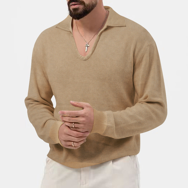Herren eleganter Pullover mit V-Ausschnitt und strukturiertem Design Drune
