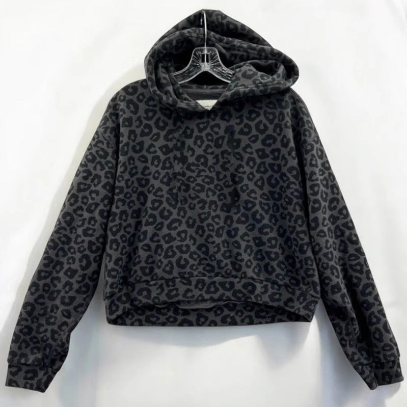 Frau Leopardenmuster Gemütlicher Hoodie Drune