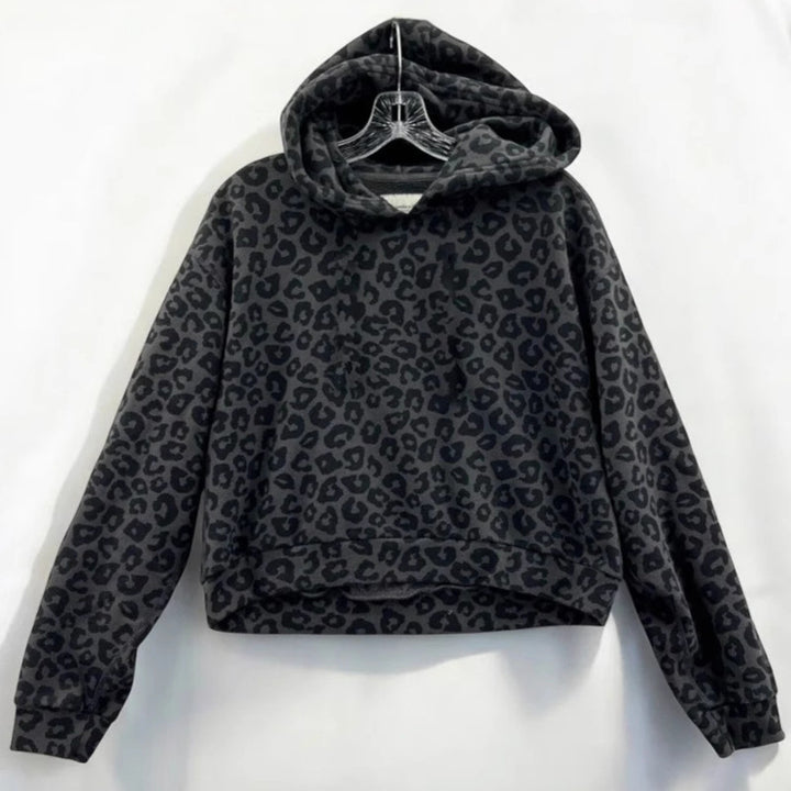 Frau Leopardenmuster Gemütlicher Hoodie Drune