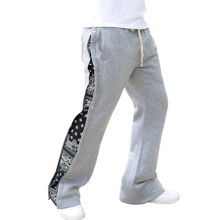 Herren Lässige Freizeit-Hose mit modischen Druckknöpfen und seitlichem Design Drune