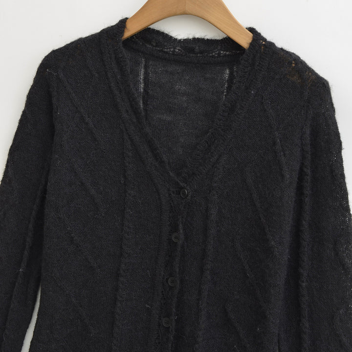 Damen Strickjacke mit Zopfmuster und Knopfverschluss Drune