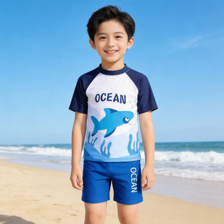 Jungen UV-Schutz Schwimmanzug mit kurzen Ärmeln Drune