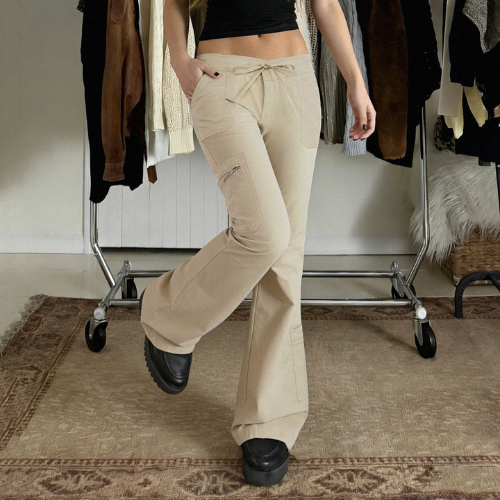 Damen bequeme Cargo-Hose mit elastischem Bund und praktischen Seitentaschen Drune