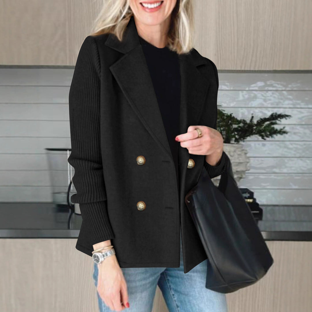 Damen eleganter Oversized-Blazer mit doppelter Knopfleiste und strukturiertem Ärmel Drune