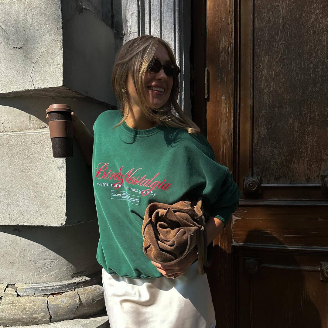 Damen lässiger Sweatshirt mit kreativem Schriftzug und angenehmem Tragekomfort Drune