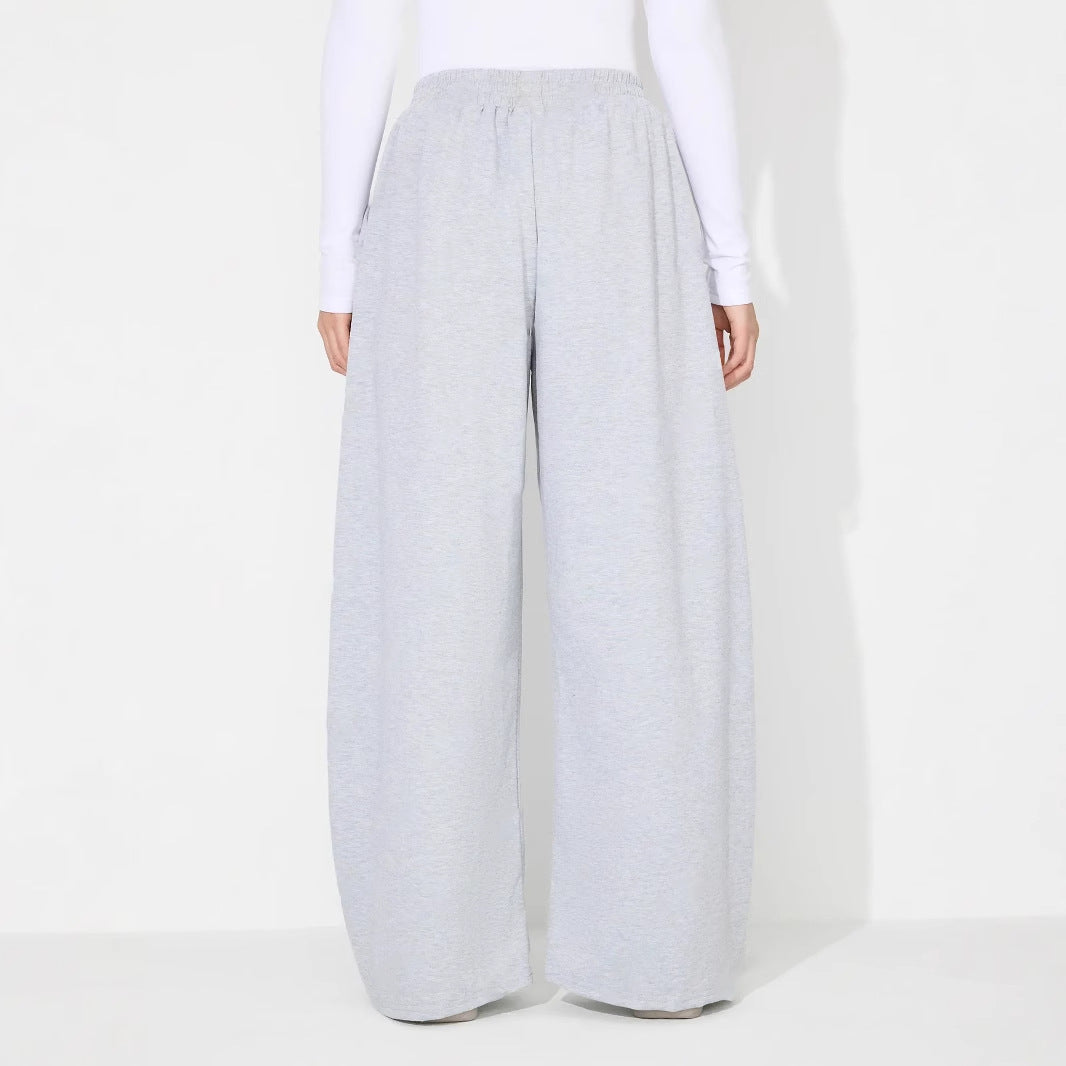 Damen weite Palazzo-Hose mit elastischem Bund und Falten Drune