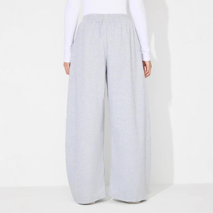 Damen weite Palazzo-Hose mit elastischem Bund und Falten Drune