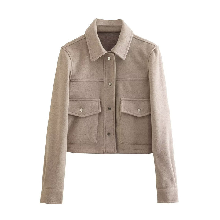 Damen kurze Jacke aus hochwertigem Material mit praktischen Brusttaschen Drune