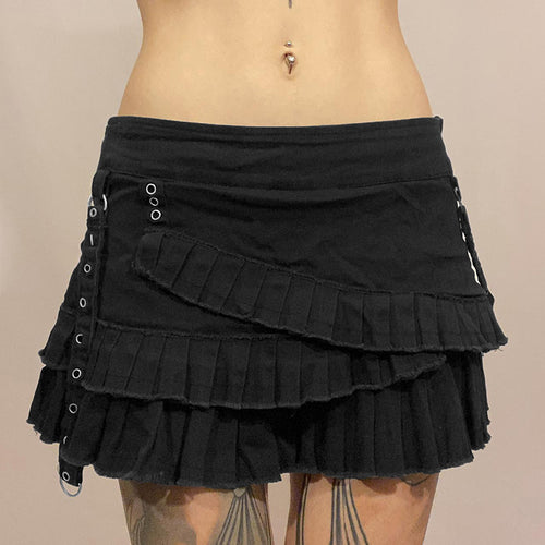 Damen Rüschenrock im lässigen schwarzen Design mit asymmetrischem Schnitt Drune