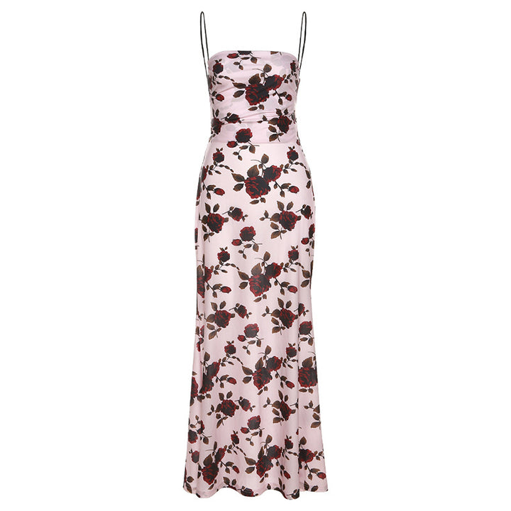 Damen Elegantes Maxikleid mit floralem Print und Spaghettiträgern Drune