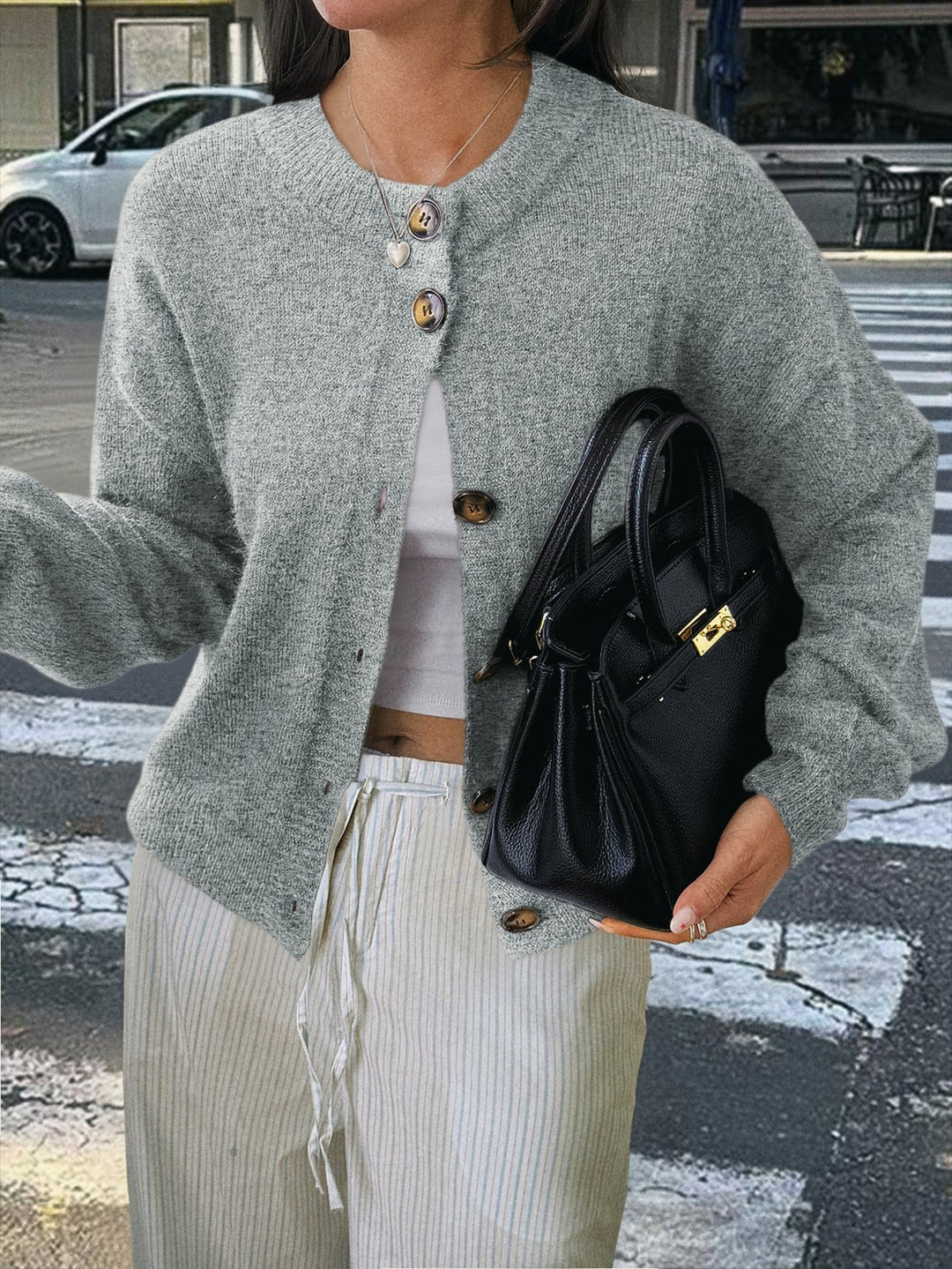 Damen Strickjacke mit Knopfdetails und lässigem Schnitt Drune