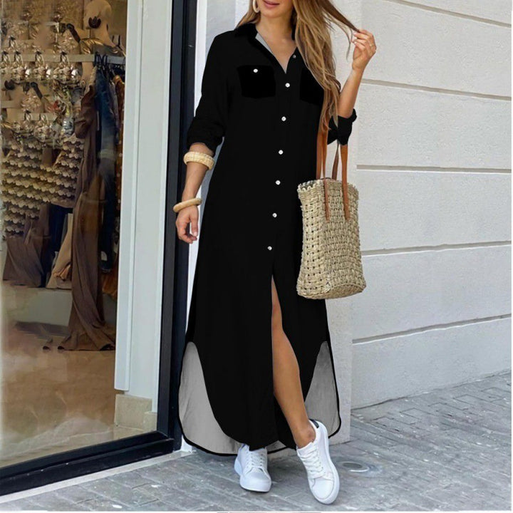 Damen Hemdkleid mit elegantem Schlitz und praktischen Taschen Drune