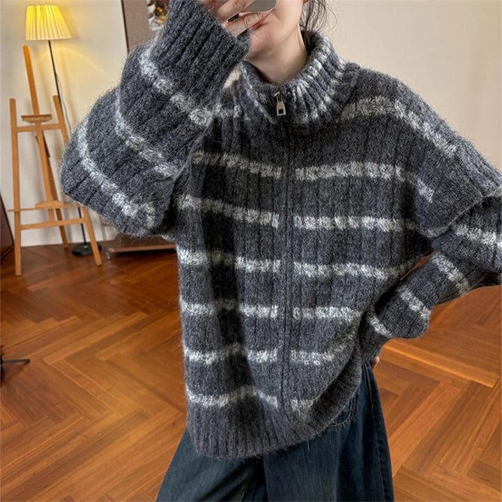 Damen Strickpullover mit hohem Kragen Drune