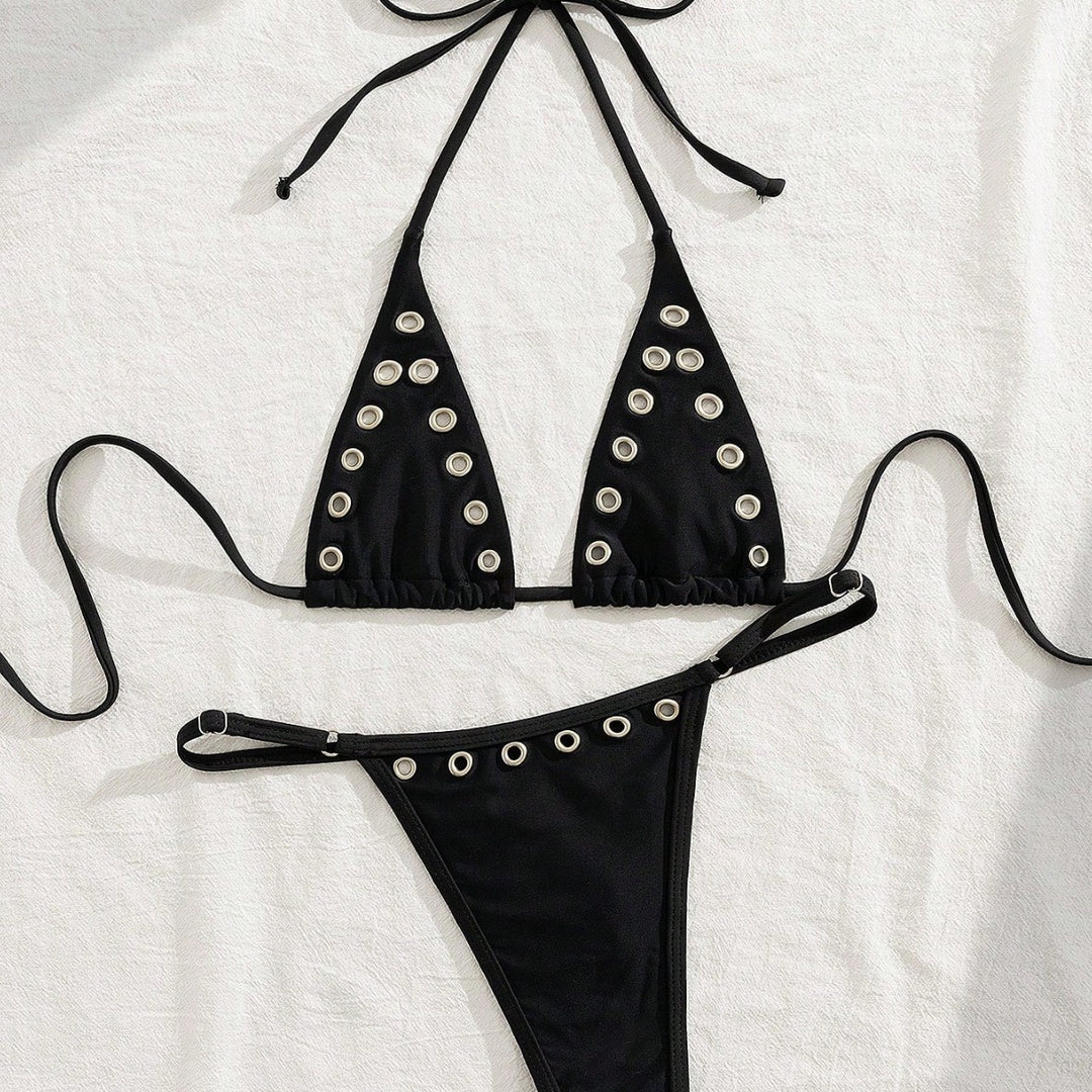 Damen Triangel-Bikini-Set mit glamourösen Zier-Details Drune