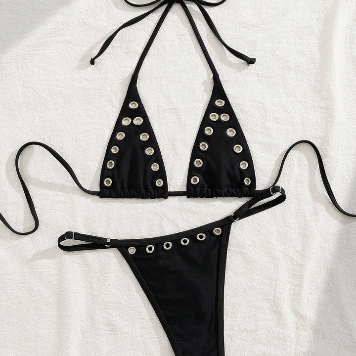 Damen Triangel-Bikini-Set mit glamourösen Zier-Details Drune