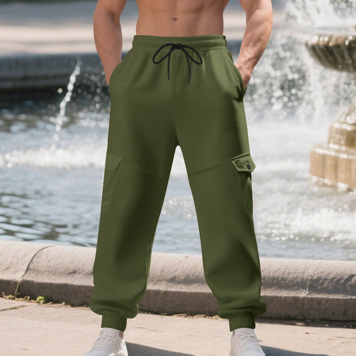Herren Sportliche Cargo-Jogginghose mit Taschen und elastischem Bund Drune
