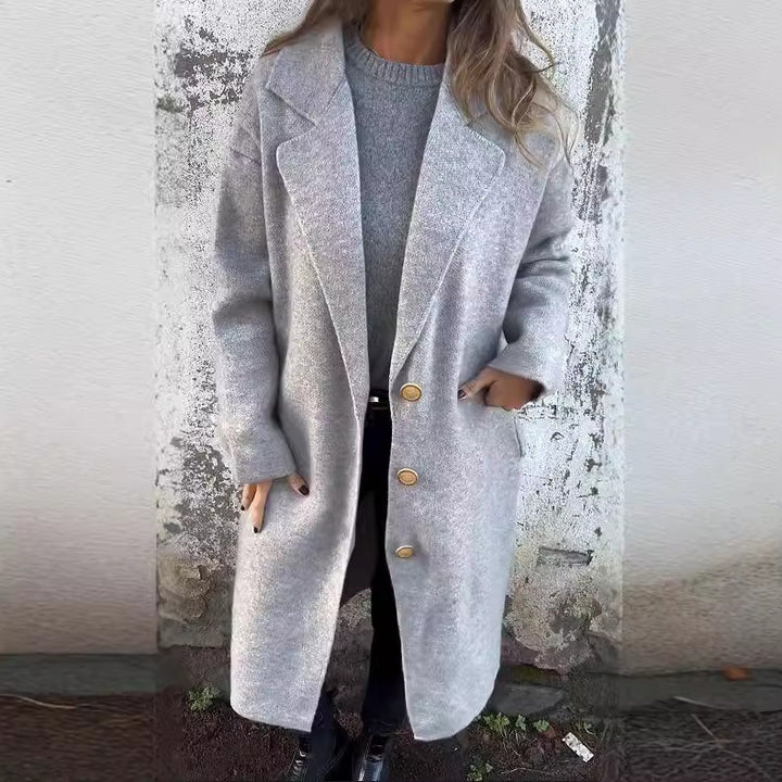 Damen Übergangsjacke mit weitem Schnitt und eleganten Knopfdetails Drune