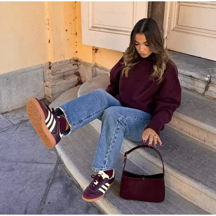 Damen Rollkragenpullover aus weicher Strickware Drune