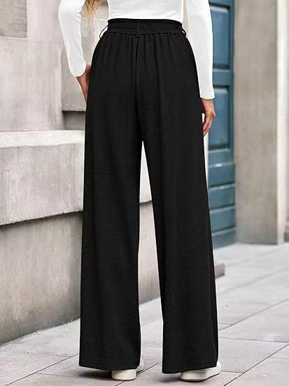 Damen Weite Stoffhose mit hochgezogenem Taillenbund und praktischen Eingrifftaschen Drune