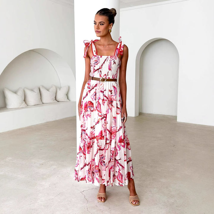 Damen Maxikleid mit verspieltem Rüschendesign und fließendem Stoff Drune