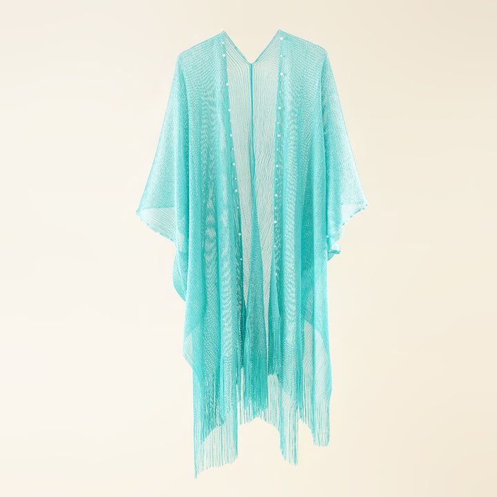 Damen transparenter Kaftan mit fransigen Kanten und elegantem Design Drune