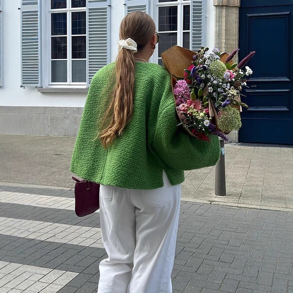 Damen oversized Strickjacke mit dekorativem Binde-Detail Drune