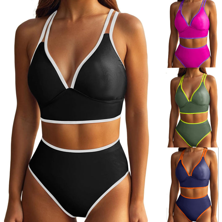 Damen Bikini-Set mit elegantem Hochgeschnittenen Höschen und verstellbaren Trägern Drune