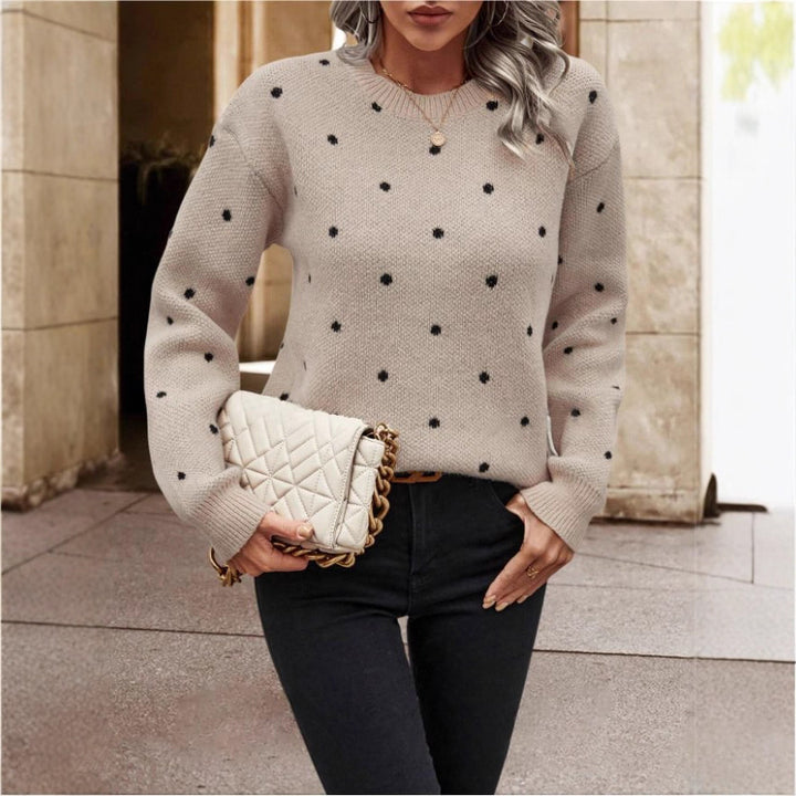 Damen Strickpullover mit Punktmuster und weitem Schnitt Drune