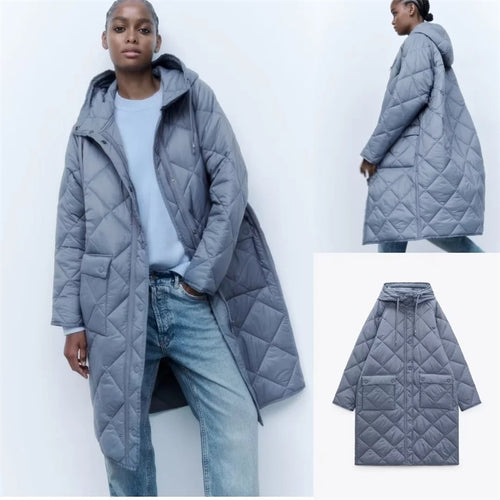 Damen gesteppte Übergangsjacke mit Kapuze und praktischen Taschen Drune 1759483144