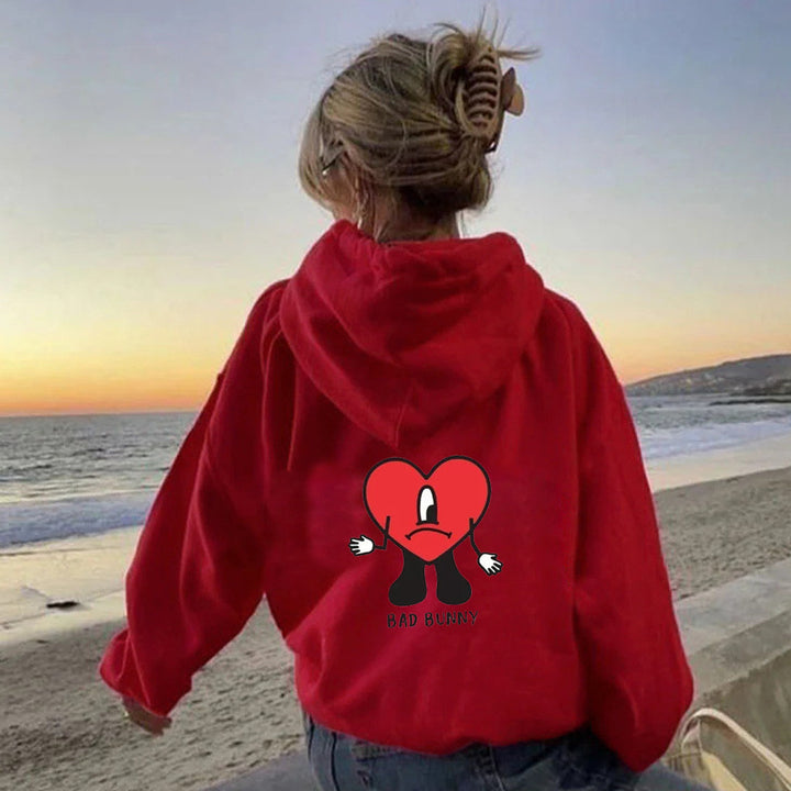 Damen Kapuzenpulli mit kreativem Herzmotiv Drune