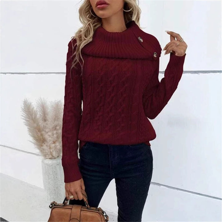 Damen Strickpullover mit oversized Kragen Drune